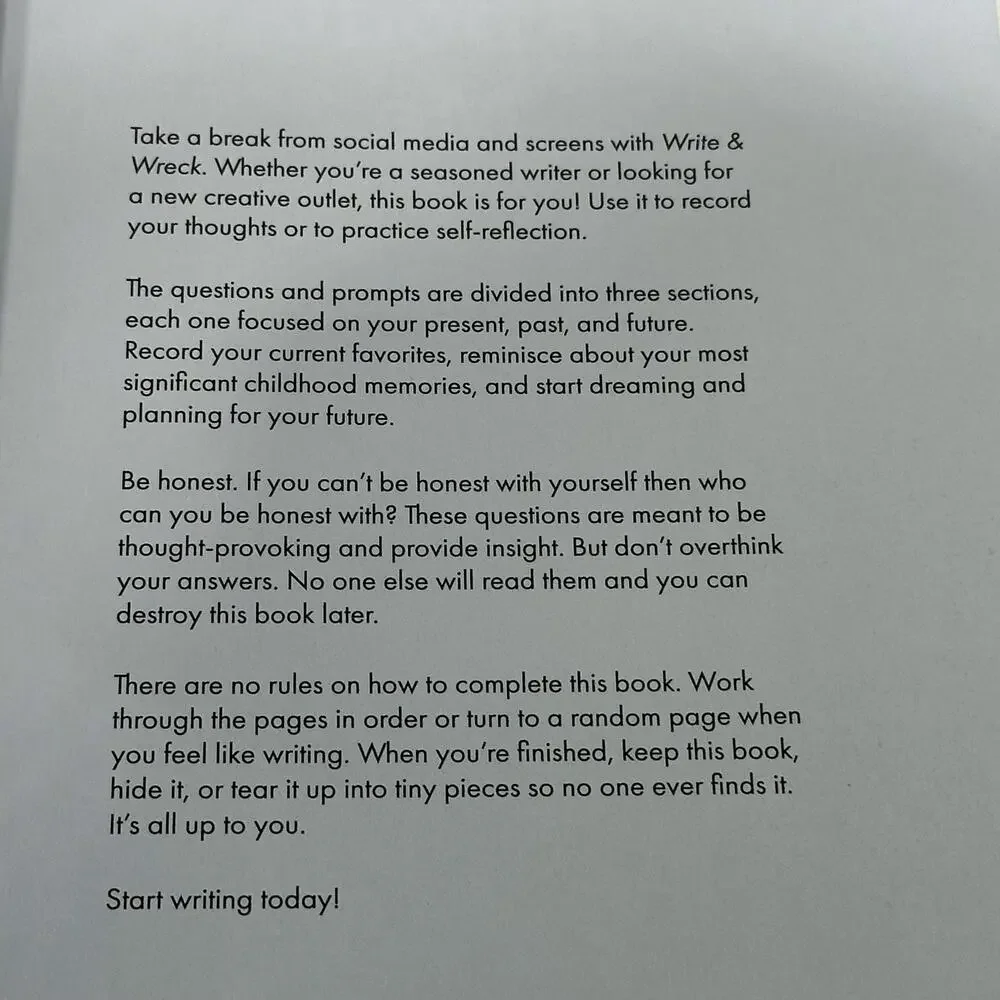 write & wreck journal new prompt writing book self discovery